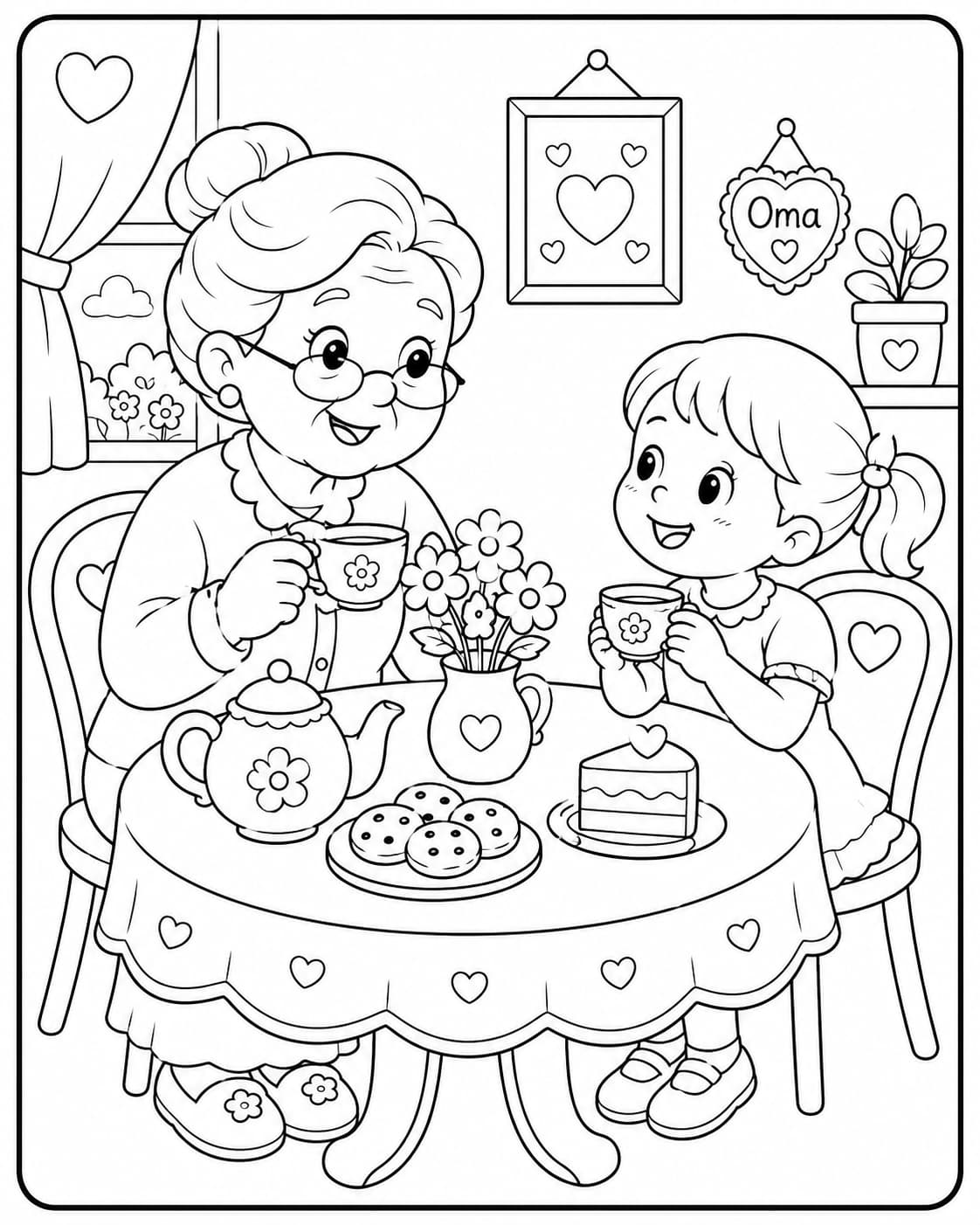 Oma und Opa Motiv 8 als kostenloses Ausmalbild für Kinder
